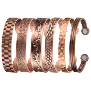 2024 Life Tree Viking Copper Bracelet For Arthritis Magnetic Adjustable 99.99% Solid Pure Copper Magnetic Men Bracelet Women