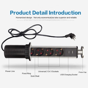 Presa di Corrente Verticale <span class=keywords><strong>a</strong></span> Scomparsa con Spina EU, Presa da Tavolo per Cucina/Ufficio con Cavo Retrattile - Product Image 6