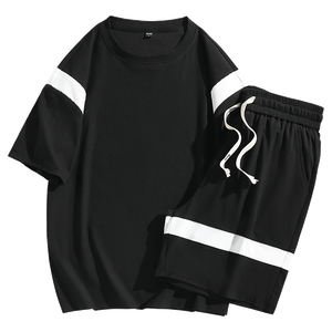 Nuevos trajes de ocio para hombres y mujeres en el verano de 2025 con el mismo color a juego, traje de tendencia, camiseta, pantalones cortos de manga corta - Product Image 2