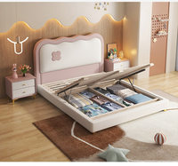 Lit pour enfant en bois de style français, couleur crème, avec nœud et ondulations artistiques, design moderne, confortable, mobilier de chambre de princesse pour hôtel