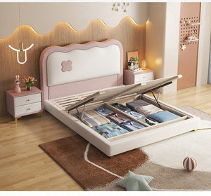 <span class=keywords><strong>Lit</strong></span> pour tout-petits en bois <span class=keywords><strong>de</strong></span> style français, couleur crème, avec nœud et ondulations artistiques, pour garçons et filles, mobilier <span class=keywords><strong>de</strong></span> chambre confortable pour princesse - Product Image 3