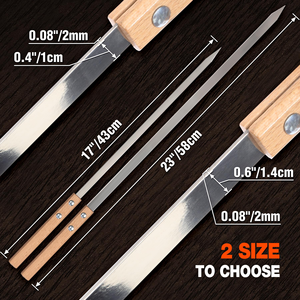 23 Inch <b>BBQ</b> Skewers Metal Grills <b>Tool</b> <b>BBQ</b> Kabob Stick With Wood Handle - Product Image 4