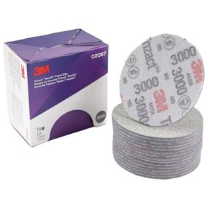 Disque abrasif en mousse 3M pour Hookit 02087 3 pouces P3000 OEM 75 mm de diamètre rond 15 disques/carton pour outil de ponçage orbital - Product Image 2