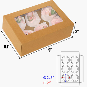 Boîte d'emballage transparente pour mini-cupcakes avec gaufrage, tailles personnalisées (4-24), en papier kraft recyclable pour aliments et sushis, modèle B1 - Product Image 5