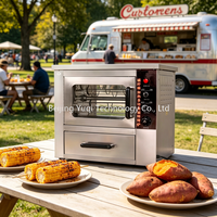 Four à rôtir électrique rotatif en acier inoxydable commercial pour chariot de nourriture de rue, pâtisserie et petite entreprise de restauration rapide