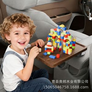 Wooden Vehicle Tray Central Console <b>Table</b> For In-<b>Car</b> Use Pine Material With Storage Slots - Product Image 1