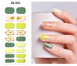 Las populares pegatinas de esmalte de uñas de Gel de etiqueta privada personalizadas Neon Disco Press Nail Wraps Uv Gel Nail Strips con luz Uv