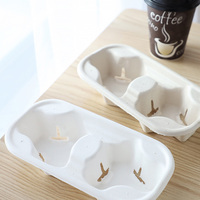 Supports à café écologiques et étanches en pulpe de canne à sucre, empilables, pour 2/4 tasses (8-22 oz), pour boissons chaudes/froides, vente en gros