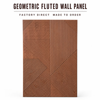 Panel Dinding Kayu Beralur Geometris Pesanan Massal, Dibuat Sesuai Pesanan untuk Dinding Utama Hotel Villa Dekorasi Interior