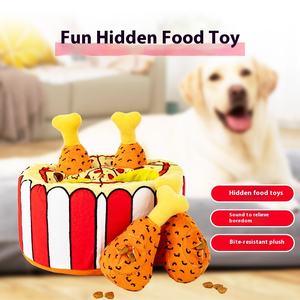Peluche arricchimento cane squittio giocattoli fritti cosce di pollo Pizza annaffiare cigolante Puzzle giocattoli cognitivi per cani - Product Image 5