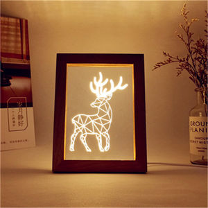 <span class=keywords><strong>Strange</strong></span>-Luz Led 3d de noche para dormitorio, lámpara de mesita de noche, marco de fotos de roble, atmósfera, pequeña, regalo - Product Image 1