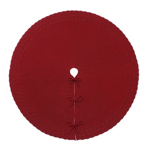 Falda Rústica de Punto Festoneada para Árbol de Navidad, 24/36/48 Pulgadas, con Lazos Rojos, Cubre Base de Árbol, Directo de Fábrica, Ecológico y Reutilizable - Product Image 5