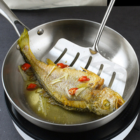 Panci Penggorengan anti lengket 304, peralatan masak Stainless Steel 28cm model Korea, wajan penggorengan anti lengket untuk memancing