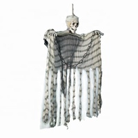 Décoration murale suspendue effrayante pour Halloween, squelette prisonnier de 36 pouces avec chaîne, son et lumière, pour fête, maison hantée, accessoires de décoration murale