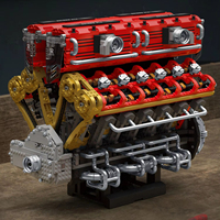 V12 set mainan Bausteine mesin, set mainan Reobrix 33017 Drive Motor Model untuk hadiah Natal anak-anak