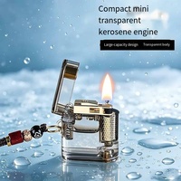Briquet au kérosène portable et rechargeable avec réservoir transparent, design moderne, fonctions de sécurité pour cigarettes et camping