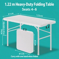Table de camping pliable en plastique blanc 6FT, table d'extérieur durable avec design empilable, légère et facile à transporter, coussin imperméable