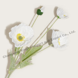 بيع بالجملة الخشخاش الأبيض الاصطناعي لمسة حقيقية يتدفقون أوراق لحفلات الزفاف المنزل ترتيب الزهور - Product Image 1