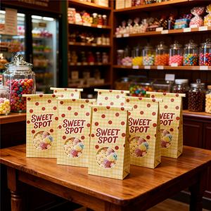 Sac en papier kraft personnalisé pas cher avec logo, fenêtre transparente et lien métallique pour emballage alimentaire (popcorn, bonbons, biscuits, pain, croissants) - Product Image 3