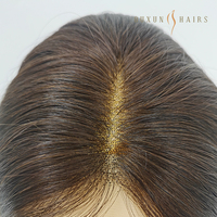 26 "Blonde Européenne Vierge Cheveux Lace Top Juif Perruques Casher Sheitel Perruque, Brun Foncé Double Tiré, Fournisseur d'Usine