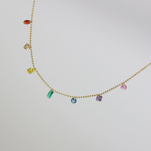 Women's Trendy Stainless Steel Necklace Diamond Claw Set Colorful Zircon Customizable Geometric Pattern Pendant Fashionable - Product Image 3