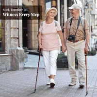 Canne de marche pliable en aluminium avec poignée en T imitation bois, bâton de marche réglable avec embout en caoutchouc antidérapant, aide à la mobilité portable pour personnes âgées