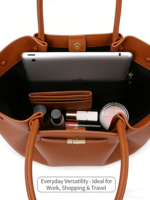Sac fourre-tout en cuir marron grande capacité pour femme, sac à main de luxe tendance, sac à bandoulière de créateur personnalisé avec logo, vente en gros, usage quotidien