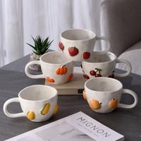 Mug en céramique gaufré cerise fraise, très attrayant, résistant aux hautes températures, emballage cadeau, cadeau idéal pour