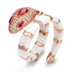 Custom Gemstone Jewelry Bracelet 14K Gold Plated Ceramic Silver Luxury Snake Bracelet New Design Bracelet