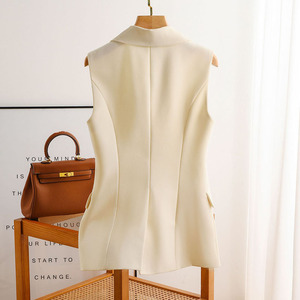 <span class=keywords><strong>Chaleco</strong></span> de Traje <span class=keywords><strong>Beige</strong></span> Otoñal para <span class=keywords><strong>Mujer</strong></span>, Casual, Combinable con Todo, de un Solo Botón, Sin Mangas, Clásico, para el Trabajo - Product Image 2
