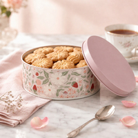 Boîte en métal ronde personnalisée avec logo pour Baklava et dattes, qualité alimentaire, pour biscuits, gâteaux, desserts, emballage cadeau de fêtes, vente en gros