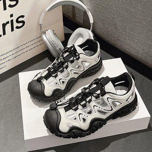 Chaussures de randonnée pour femmes, couleur blanc cassé, à semelle épaisse, style Dad Shoes ajourées, pour l'extérieur, décontractées et sportives, avec sangles croisées, imperméables et à plateforme - Product Image 2