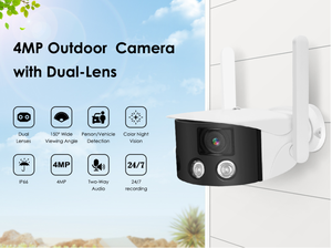 Ngoài trời 4MP icsee App không dây <span class=keywords><strong>WIFI</strong></span> CCTV <span class=keywords><strong>Camera</strong></span> 180 độ <span class=keywords><strong>IP</strong></span> an ninh với ống kính kép Mini toàn cảnh Bullet Mạng Ngoài trời sử dụng - Product Image 3