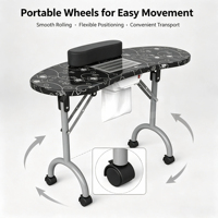 Table de manucure professionnelle pliable, table mobile pour technicien des ongles, table de salon de beauté avec repose-poignet et sac de rangement