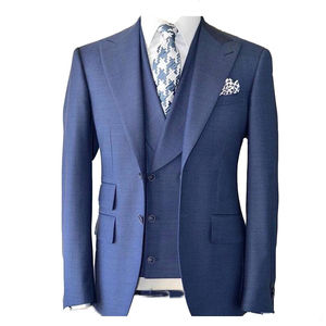 LL121 Groomsmen <strong>Blue</strong> Lapel Groom Tuxedos Mens Wedding Dress Man <strong>Jacket</strong> Blazer Prom <strong>Dinner</strong> (<strong>Jacket</strong>+Pants+Tie+Vest) - Product Image 1