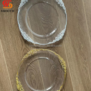 TOP Quality 13 Inch Transparent Round Glass Dishes Charger <b>Plate</b> Diamond Dinner <b>Plates</b> for Wedding Party Tableware - Product Image 3