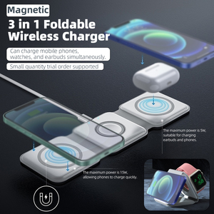 3 Trong 1 15W Có Thể Gập Lại Nhanh Chóng Không Dây Sạc Pad Từ Tính Pd Chức Năng Cho Điện Thoại Đồng Hồ Tai Nghe - Product Image 2
