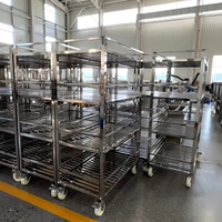 Chariot de transport mobile en acier inoxydable pour cuisine d'hôtel, avec étagère à lattes ventilée et roulettes, pour la manutention alimentaire
