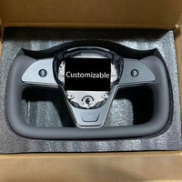 Volant sport personnalisé YOKE pour Tesla Model X & Model S 2014-2020, forme en D, cuir avec chauffage, modèle à brancher