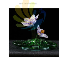 Ornement en cristal de lotus avec base en lotus, style moderne minimaliste, artisanat DIY, design en relief, décoration de fête pour le salon