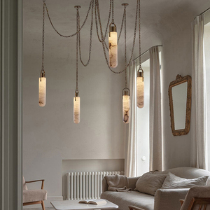 Lámpara Colgante Decorativa LED de Hierro y Mármol de Estilo Nórdico Creativo para Dormitorio, Vestíbulo o Villa - Product Image 5