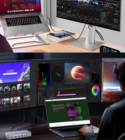 Base de Conexión Thunderbolt 5 15 en 1 con Triple Pantalla, Carcasa para SSD, 3 Puertos USB-A, Ethernet 2.5G, Pantalla 8K, 180W PD, Compatible con 2.1