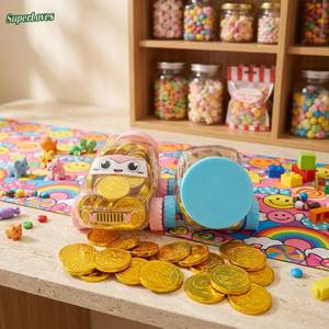 2026 Pot en plastique créatif en forme de voiture, <span class=keywords><strong>chocolat</strong></span> solide en forme de pièce <span class=keywords><strong>d</strong></span>'<span class=keywords><strong>or</strong></span>, bonbons amusants pour enfants, jouet, cadeau, souvenir de fête, vente en gros - Product Image 4