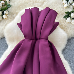 <span class=keywords><strong>Taglie</strong></span> <span class=keywords><strong>forti</strong></span> estate elegante <span class=keywords><strong>tunica</strong></span> senza spalline sottile plissettato abito Midi per le donne senza maniche impero 3D pizzo Vestidos - Product Image 2