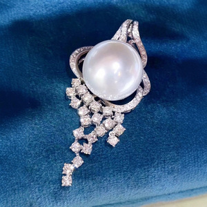 สร้อยคอไข่มุกธรรมชาติแบบขายส่ง พร้อมพู่ห้อยโบว์ สำหรับผู้หญิง ดีไซน์สไตล์ฝรั่งเศสย้อนยุค โดดเด่นมีเอกลักษณ์ ประดับเพชร - Product Image 1