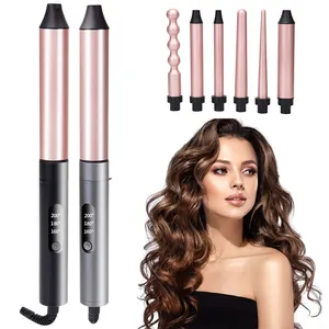 New Hot Selling 6 In 1 Interchangeable Multi Use Ceramic Lcd Display Different Types Curling Iron Hair Curler