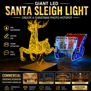 Traîneau du Père Noël LED étanche IP65 avec rennes lumineux, <span class=keywords><strong>d</strong></span>écoration de Noël extérieure pour <span class=keywords><strong>paysage</strong></span>, centre commercial, place commerciale - Product Image 3