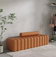 Ensemble de canapé-lit rectangulaire moderne en tissu, pouf, tabouret - Sièges durables et écologiques pour salon, hôtel, appartement