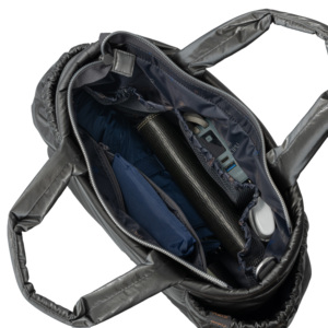 Sac fourre-tout matelassé brillant en nylon, sac à bandoulière multi-poches matelassé brillant, 8 poches, sacs à bandoulière à poignée supérieure pour femmes, pour le voyage - Product Image 4