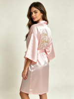 Nouvelle Robe de Mariée Kimono Élégante en Terylène Respirante et Douce pour Femme, Col en V, Manches Courtes Brodé, Idéale pour l'Été 2026